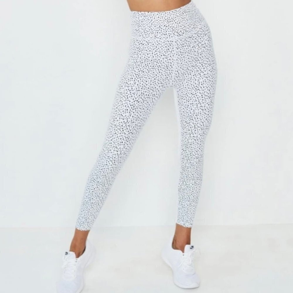 Anthropologie ALLFENIX Montana 7/8 Legging White with Black Spots